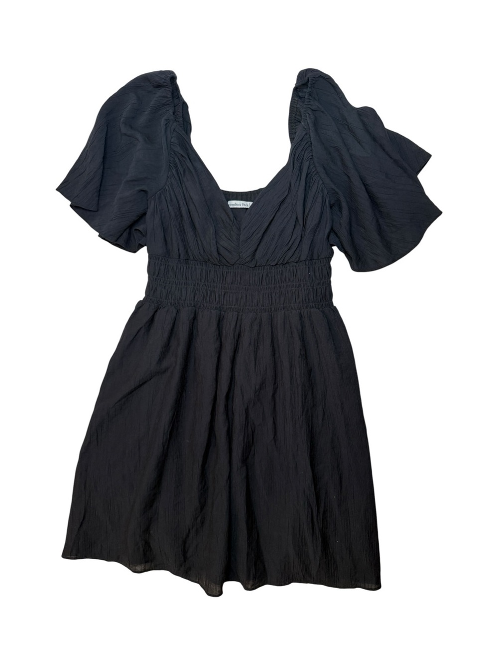 A&F Angel Sleeve Smocked Waist Mini Dress Black Size Large